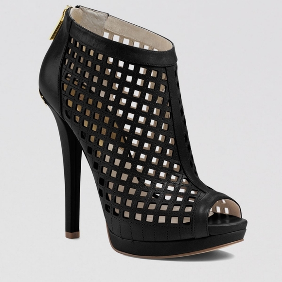 Michael Kors Graham Caged Black Booties Heels 9.5 - Picture 1 of 6